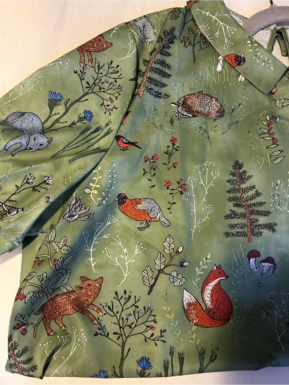 Green Woodland Animal Print Blouse
